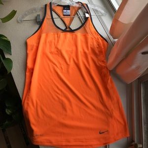 Nike Dri Fit Mesh Racerback Tank Top - orange S
